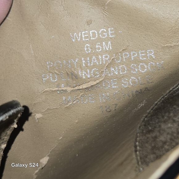 SHOEMINT WEDGE ANKLE BOOTIE PONY HAIR ROUND TOE  LACE UP JOLLY  HEEL 4" SIZE 6.5 - Picture 7 of 13